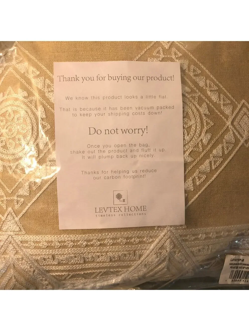 Levtex Home NWT Harleson White Diamonds with Tassels Throw Pillow 14x18